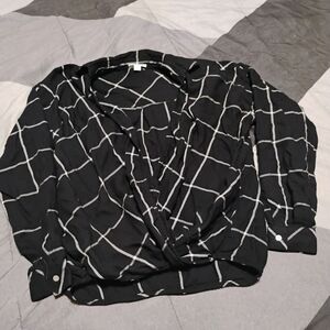 J-Jill Black and White Checkered Layering Blouse